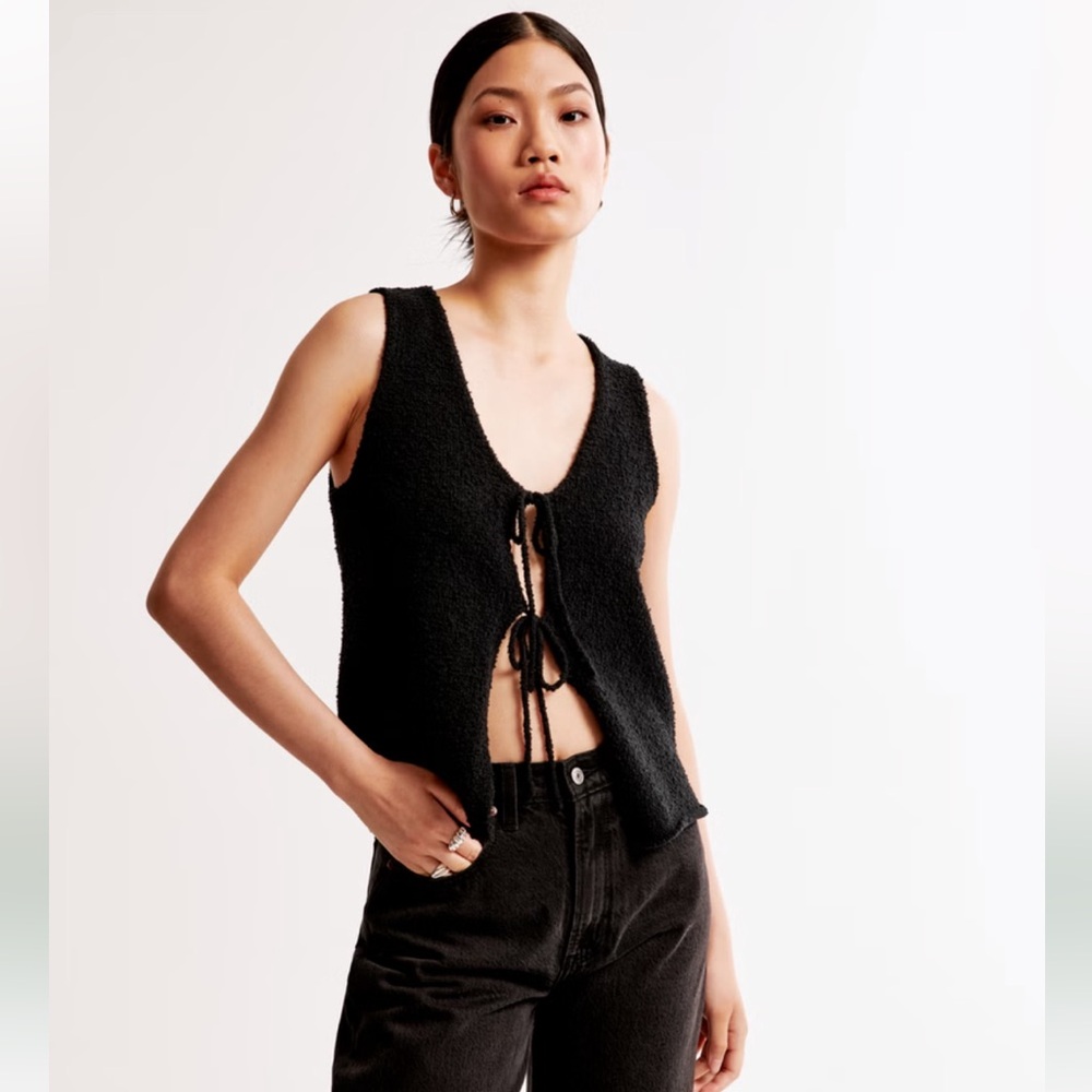 abercrombie tie front textured tank top size xl